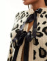 Фото #3 товара Miss Selfridge leopard ribbon detail knitted cardigan