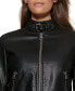 Faux-Leather Latch Collar Lined Moto Racer Jacket