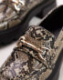 Topshop – Lex – Loafer mit dicker Sohle, Metallbesatz und Schlangenmuster