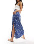 Hollister maxi floral skirt in blue