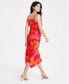 Фото #2 товара Women's Printed Cowl Neck Asymmetrical-Hem Dress, Created for Macy's