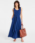 Фото #1 товара Women's Scoop-Neck Waist-Tie Maxi Dress, Created for Macy's