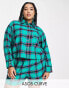 Фото #1 товара ASOS DESIGN Curve woven check shirt & short pyjama set in green