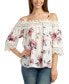 Фото #1 товара Juniors' Floral Crochet-Trim Off-the-Shoulder Top