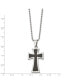 Фото #3 товара Carbon Fiber Inlay Cross Pendant Ball Chain Necklace