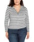 Фото #1 товара Plus Size Striped Hooded Cardigan Sweater