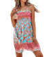 Women's Pink & Aqua Sleeveless Square Neck Mini Beach Dress