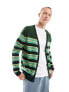 Фото #2 товара ASOS DESIGN oversized knitted stripe cardigan in green