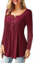 Фото #60 товара Amoretu Women's V-Neck Button Down Blouse, Solid Tunic Long Sleeve / Short Sleeve Tops