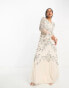 Frock and Frill allover embellished midaxi dress in cream