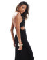 ASOS DESIG plunge cut out maxi dress with chain trim back detail in black