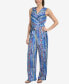 Фото #1 товара Ny Collection Women's Sleeveless Printed Surplice Jumpsuit Blue Multi L
