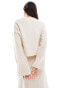 Фото #5 товара ASOS DESIGN crew neck boxy jumper with wide cuff in cable knit in cream