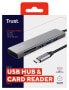 Trust Halyx - USB 3.2 Gen 1 (3.1 Gen 1) Type-C - USB 3.2 Gen 1 (3.1 Gen 1) Type-A - MicroSD (TransFlash) - SD - SDHC - SDXC - 104 Mbit/s - Aluminium - Aluminium