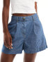 Фото #1 товара Mango denim look relaxed shorts in dark blue