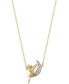 Cubic Zirconia Tinkerbell & Moon 18" Pendant Necklace in Sterling Silver & 18k Gold-Plate
