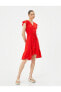 Фото #1 товара Платье женское Koton Асимметричное с кантом на поясе, горловина V