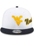Фото #3 товара Men's White and Navy West Virginia Mountaineers Two-Tone Side Script 9FIFTY Snapback Hat