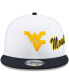 ფოტო #3 პროდუქტის Men's White and Navy West Virginia Mountaineers Two-Tone Side Script 9FIFTY Snapback Hat