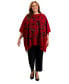 ფოტო #1 პროდუქტის Plus Size Floral Sequined Poncho Sweater