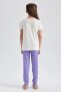 Фото #4 товара Пижамный комплект для девочек Defacto с короткими рукавами и принтом модель Z6526a623sm
