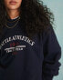 Фото #8 товара Miss Selfridge oversized Seattle graphic print sweatshirt co-ord in navy