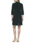 Women's Velvet Puff-Sleeve Tiered Dress