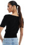 Fashionkilla knitted v neck top in black