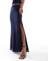 ASOS DESIGN co-ord contrast lace trim maxi skirt in navy