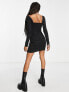 Фото #2 товара Daisy Street square neck fitted jersey mini dress in black