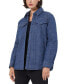 ფოტო #1 პროდუქტის Women's Denim Quilted Oversized Shirt Jacket