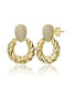 Фото #1 товара 14k Yellow Gold Plated with Cubic Zirconia Pave Twisted Rope Drop Hoop Door Knocker Earrings