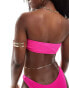 Aria Cove crinkle bandeau ring detail bikini top co-ord in pink