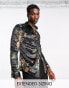 Фото #1 товара ASOS DESIGN stretch skinny velvet shirt in dark floral print