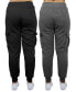 ფოტო #2 პროდუქტის Women's Heavyweight Loose Fit Fleece Lined Cargo Jogger Pants Set, 2 Pack