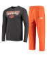 ფოტო #1 პროდუქტის Men's Orange and Heathered Charcoal Oklahoma State Cowboys Meter Long Sleeve T-shirt and Pants Sleep Set