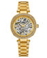 ფოტო #1 პროდუქტის Women's Automatic Alloy Gold Case, Skeleton Dial, Gold SS Link Bracelet Watch Crystal Studded Gold Bezel
