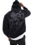 ASOS DESIGN boxy oversized zip through hoodie with dragon print in black Черный, L - Chest 42 - фото #1