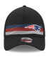 Фото #2 товара Men's Black New England Patriots Flawless Stripe 39THIRTY Flex Hat