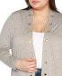 Фото #4 товара Plus Size Grommet Detail Cropped Knit Cardigan Sweater