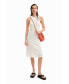 ფოტო #1 პროდუქტის Women's Ribbed patchwork midi dress