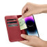 2w1 etui skórzany pokrowiec z klapką iPhone 14 Pro Anti-RFID Wallet Case czerwony