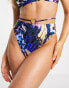 Фото #3 товара River Island high waist tube trim bikini bottom in purple