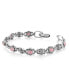 ფოტო #3 პროდუქტის Sterling Silver with Rhodonite Gemstone Women's Concha Link Bracelet, Small - Large