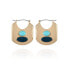 14K Gold-Plated and Blue Oval Hoop Earring