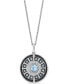 ფოტო #1 პროდუქტის Swiss Blue Topaz (3/8 ct. t.w.) & Diamond (1/10 ct. t.w.) Ironman Arc Reactor 18" Pendant Necklace in Sterling Silver