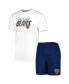 ფოტო #1 პროდუქტის Men's Navy, White Chicago Bears Downfield T-shirt and Shorts Sleep Set