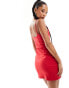 Фото #4 товара ASOS DESIGN structured scoop mini dress with split in Red