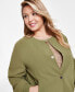 Фото #2 товара Plus Size Twill Collarless Snap-Front Bomber Jacket