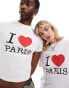 Фото #4 товара COLLUSION Unisex I LOVE PARIS graphic baby tee in white